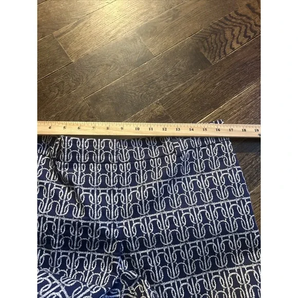 J. Crew Cafe Capri Nautical Rope Print Navy Blue/White Crop Ankle Pant Size 8 - Picture 4 of 6